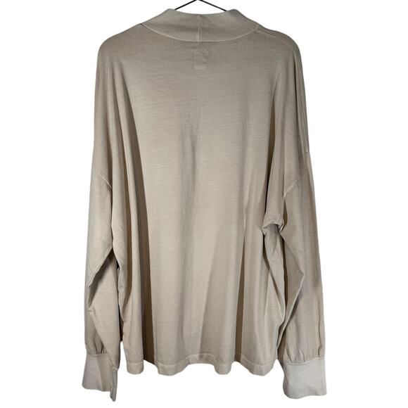 NWT NSF Beige Heavyweight Cotton Mock Neck Long Sleeve Tee XL Neutral‎ Basic - Picture 3 of 6